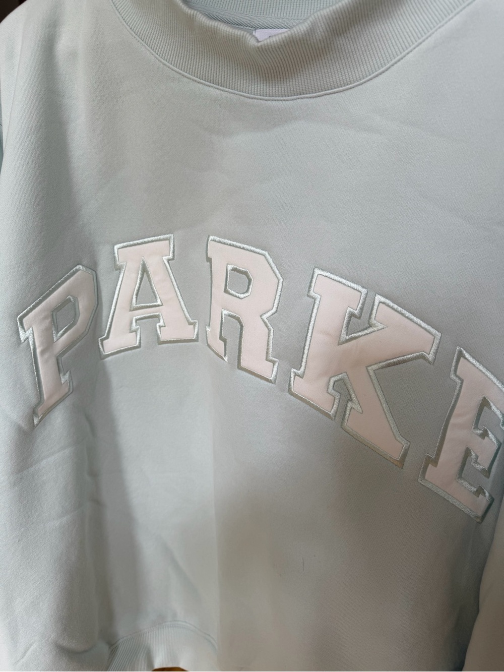 PARKE Sweatshirt from SOLD OUT Bridal collection with White Appliqué Lettering